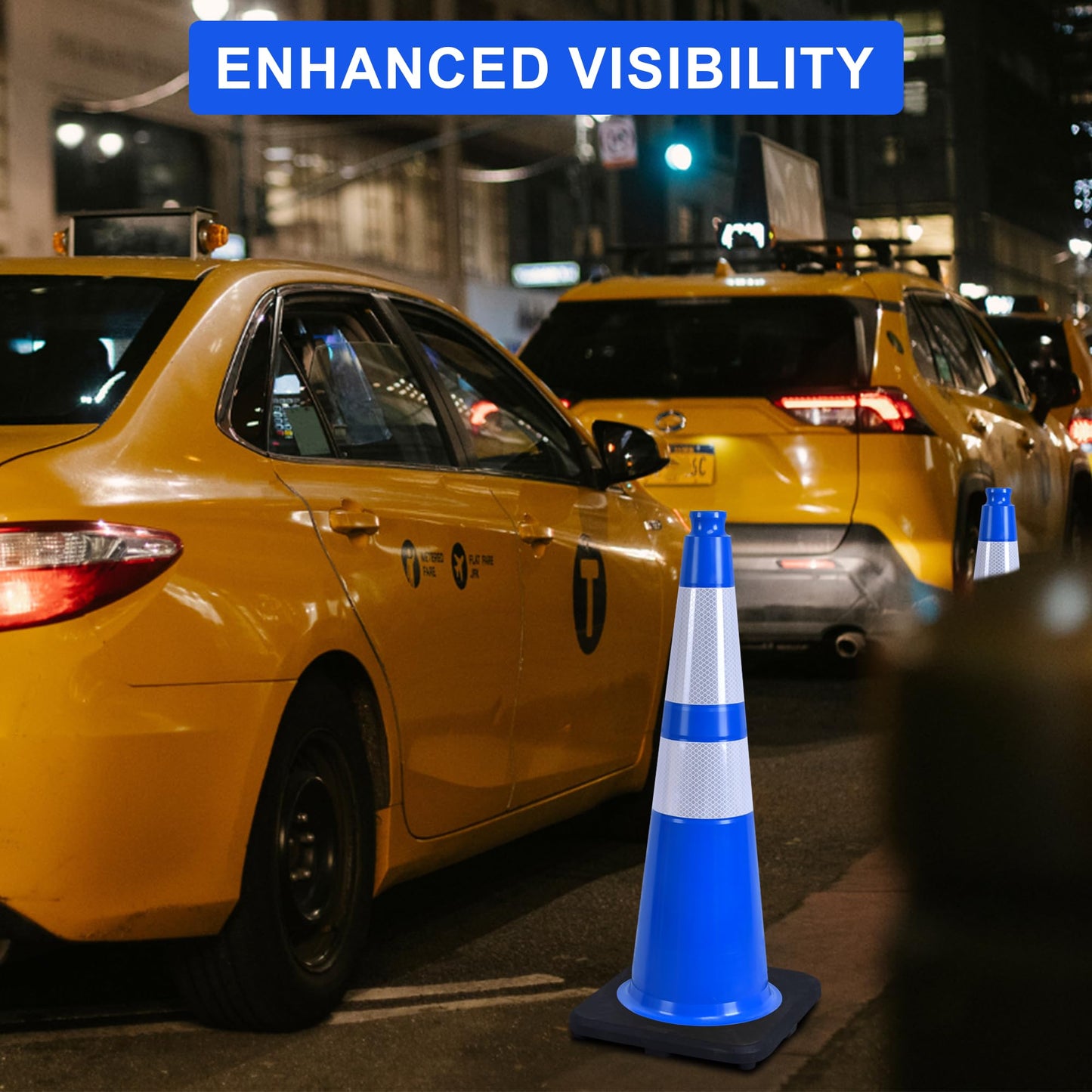 OrangeStar 28" Traffic Cones 8-Pack Blue Safety Cones with Reflective Collars, Heavy Duty Base for Construction, Parking Lot, Road Work, Flexible PVC, Indoor & Outdoor Use