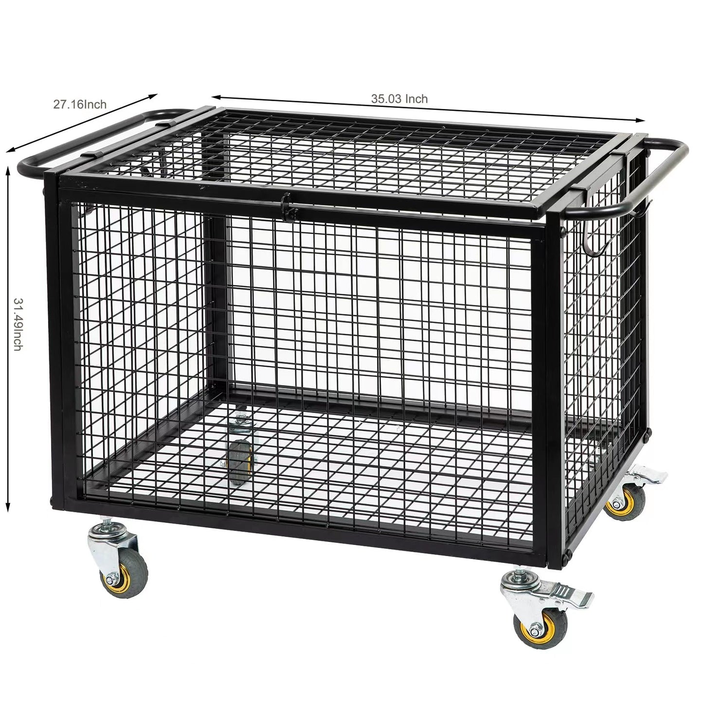ExoLiry Metal Basketball Rolling Cart Sports Equipment Storage Wheel Basket Matte Black Athletic Lockable Cage with Raised Handle Gym Home Garage School Court Field Football Soccer Ball Volleyball Bat