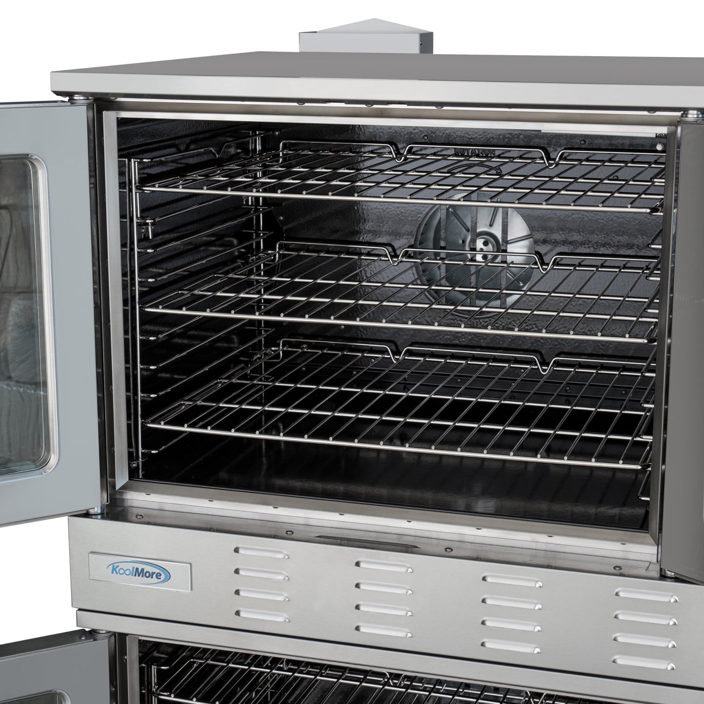 KoolMore 38 in. Full-Size Double Commercial Natural Gas Convection Oven 108,000 BTU With stacking And Casters in Stainless-Steel (KM-DCCO54-NGC)