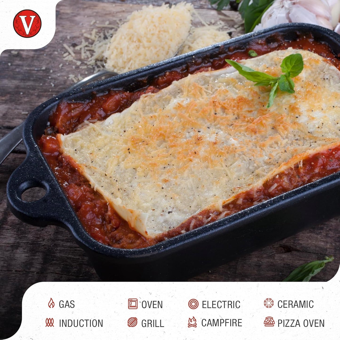 Victoria Mini Lasagna Pan - Preseasoned Cast Iron Roaster for Casseroles & Sides | Made in Colombia
