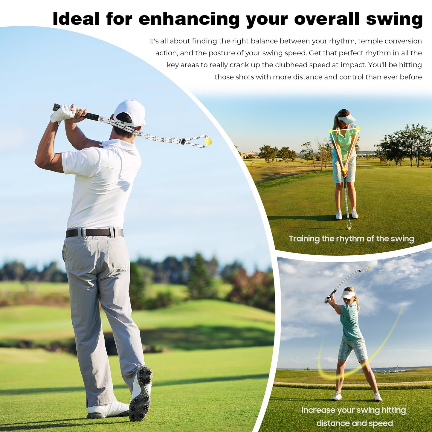 ACESTRIKE Golf Rope Swing Trainer, Golf Tyro Posture Corrector Professional Golf Training Aid, Golf Warm-Up Practice Equipment with Weighted Ball for Golfers of All Levels