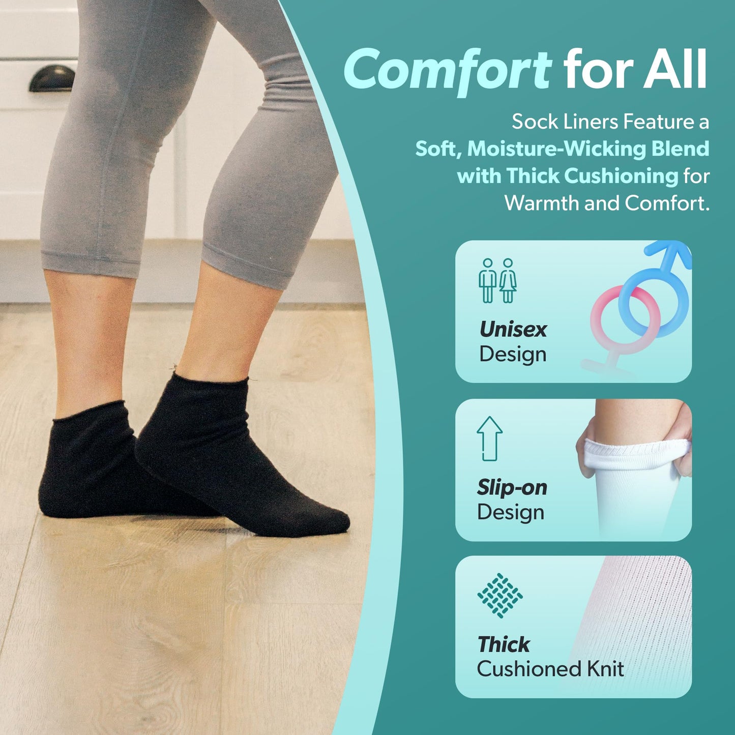 BraceAbility Walking Boot Sock Liners – (1 Pair) Replacement Medical Tube Socks for Under Orthopedic Foot Cast Shoes, Air CAM Walkers, and Surgical Fracture Boots for Men or Women (Short White)