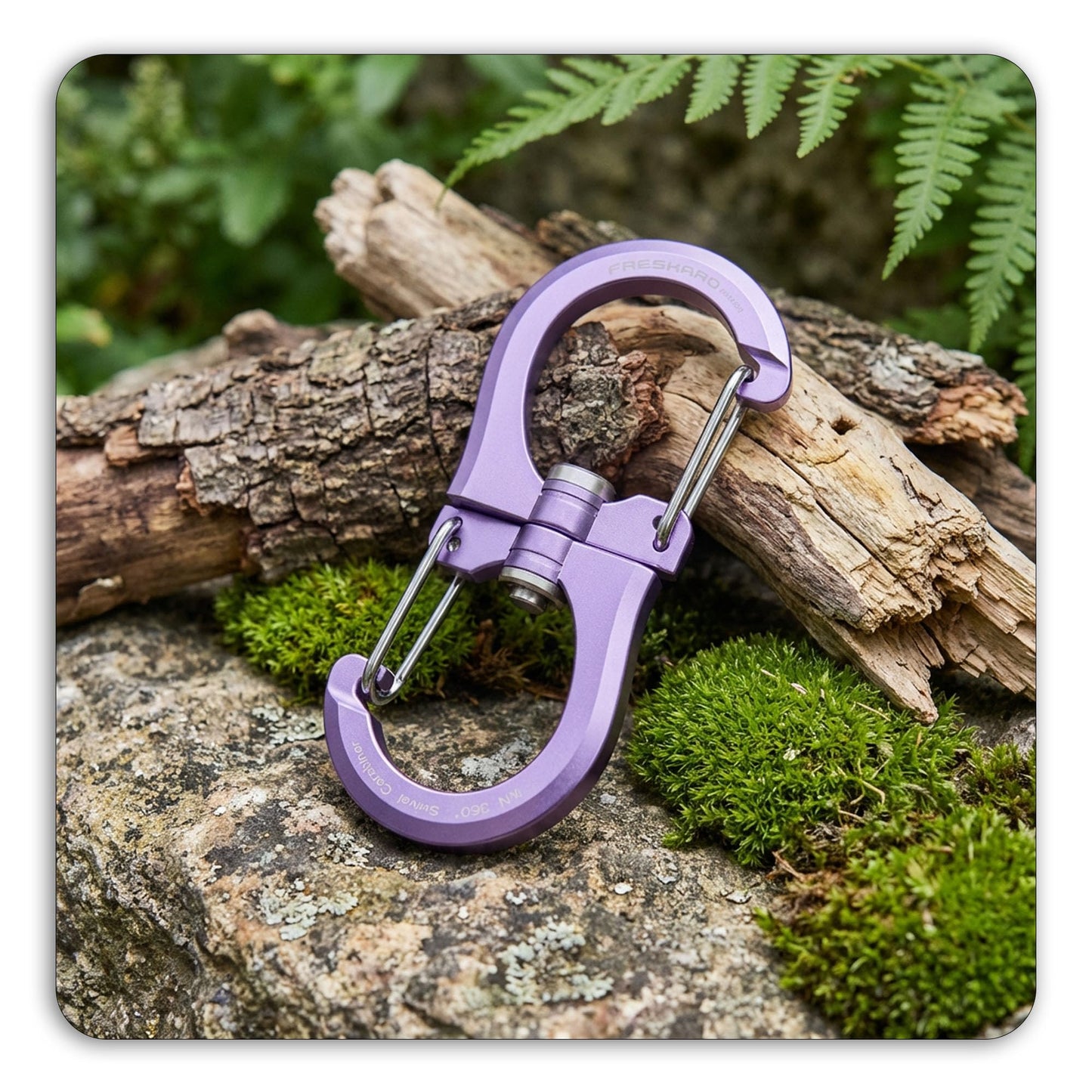 FresKaro 1kN Carabiner Clips, Heavy Duty Double-Ended Wire Gate Carbineers, Small Non Locking Carabiners, Key Clip and Keychain Hook, Strong Aluminum Spring Snap Karabiners, 360 Swivel, Purple 5pcs