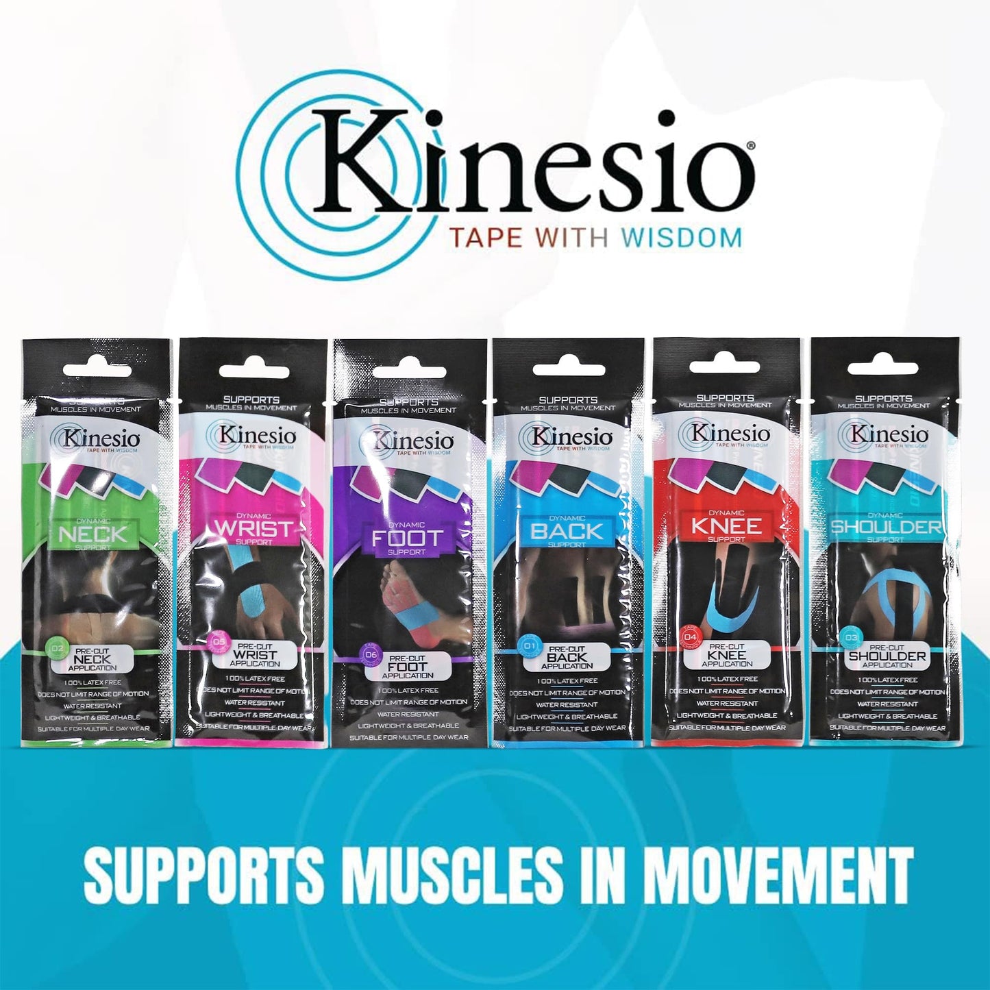 Kinesio Tape - Pre-Cut Shoulder Support - Optimized Athletic Tape Strips