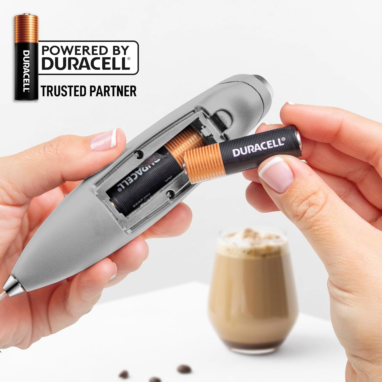 Zulay Kitchen Milk Frother - Powerful Handheld Whisk for Coffee, Lattes & Matcha - Includes 4 Duracell Batteries
