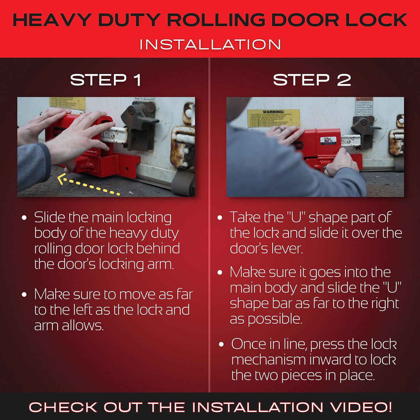 Heavy Duty Rolling Door Lock - Maximum Security for Storage Container, Trailer, or Box Truck Lock - Keyed Roll Up Door Security (Keyed Differently)