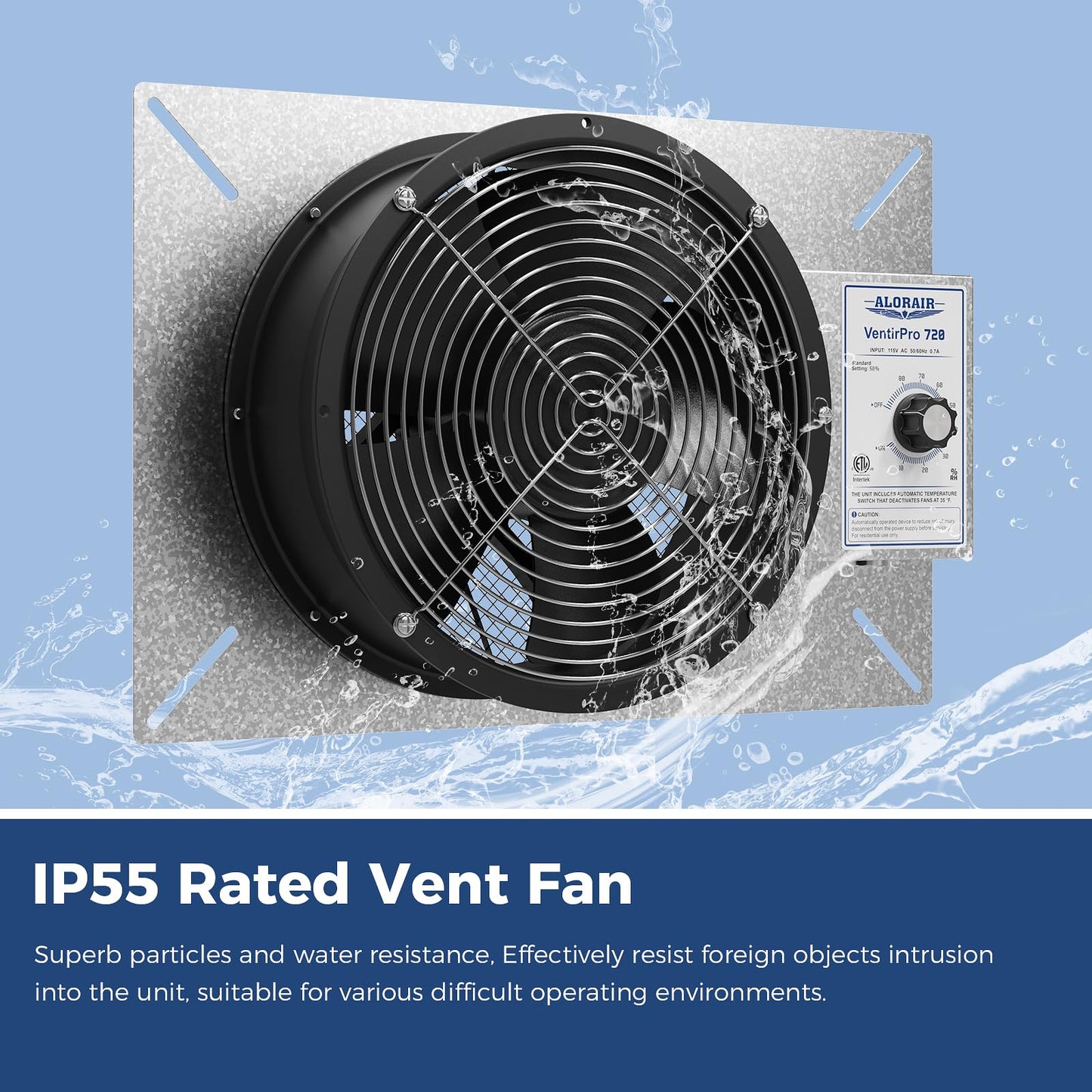 ALORAIR 720 CFM High Flow Powered Crawl Space Ventilation Fan, IP55 Rated 10" Basements Vent Fan with Freeze Protection Thermostat & Dehumidistat, for Crawlspace, Garage, Basements, Attic, Exhaust