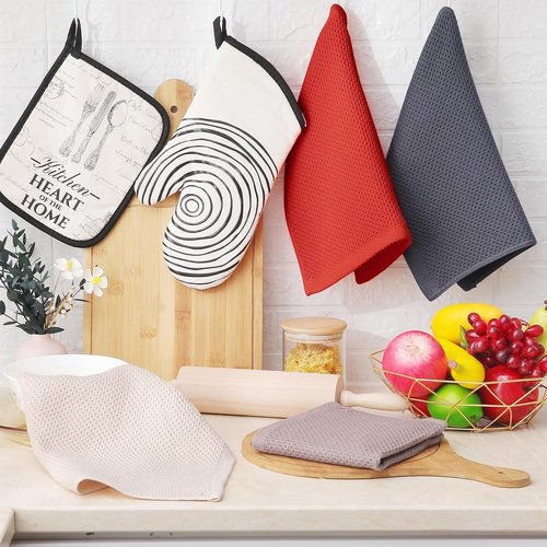 Homaxy Kitchen Dish Cloths - 100% Cotton Waffle Weave, Ultra Soft & Absorbent, 12x12 Inches, 8-Pack, Multicolor