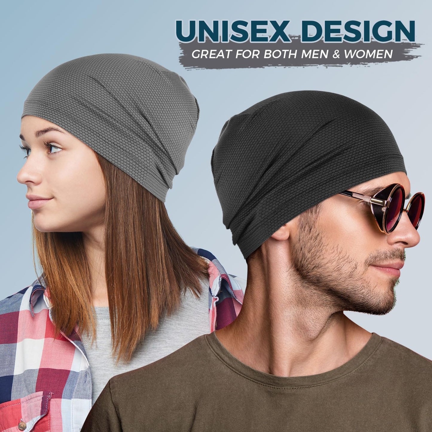 Justrideon 3-Pack Cooling Skull Caps for Men Women - Breathable Quick Dry Skull Cap Helmet Liner for Cycling Motorcycle Running Street Basketball Gym Jobsite