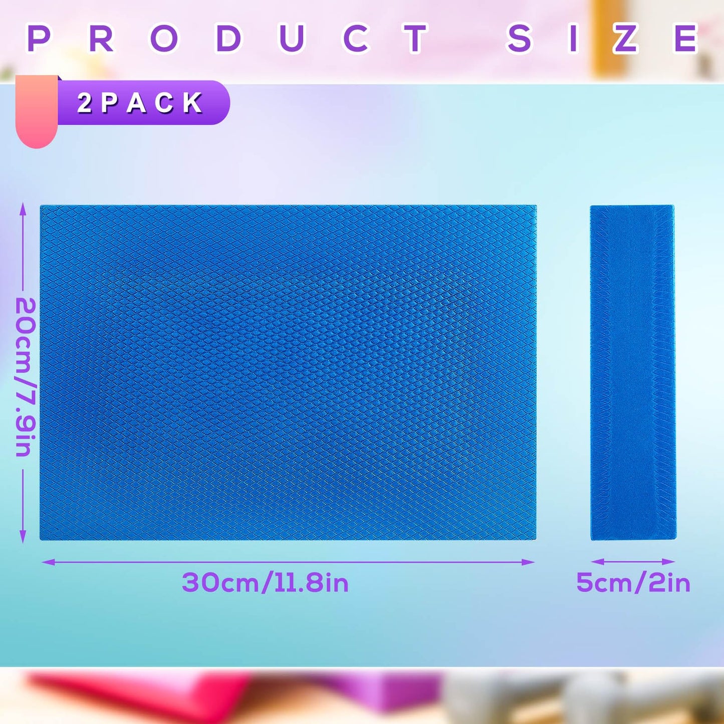 Hanaive 2/4/6 Pcs Balance Pad Foam Pad 11.81 x 7.87 x 1.97 Inch Yoga Mat Non Slip Cushion Exercise Knee Mat for Fitness Stability Stretching, Pilates, Physical Therapy, Core Trainer(Blue,2 Pcs)