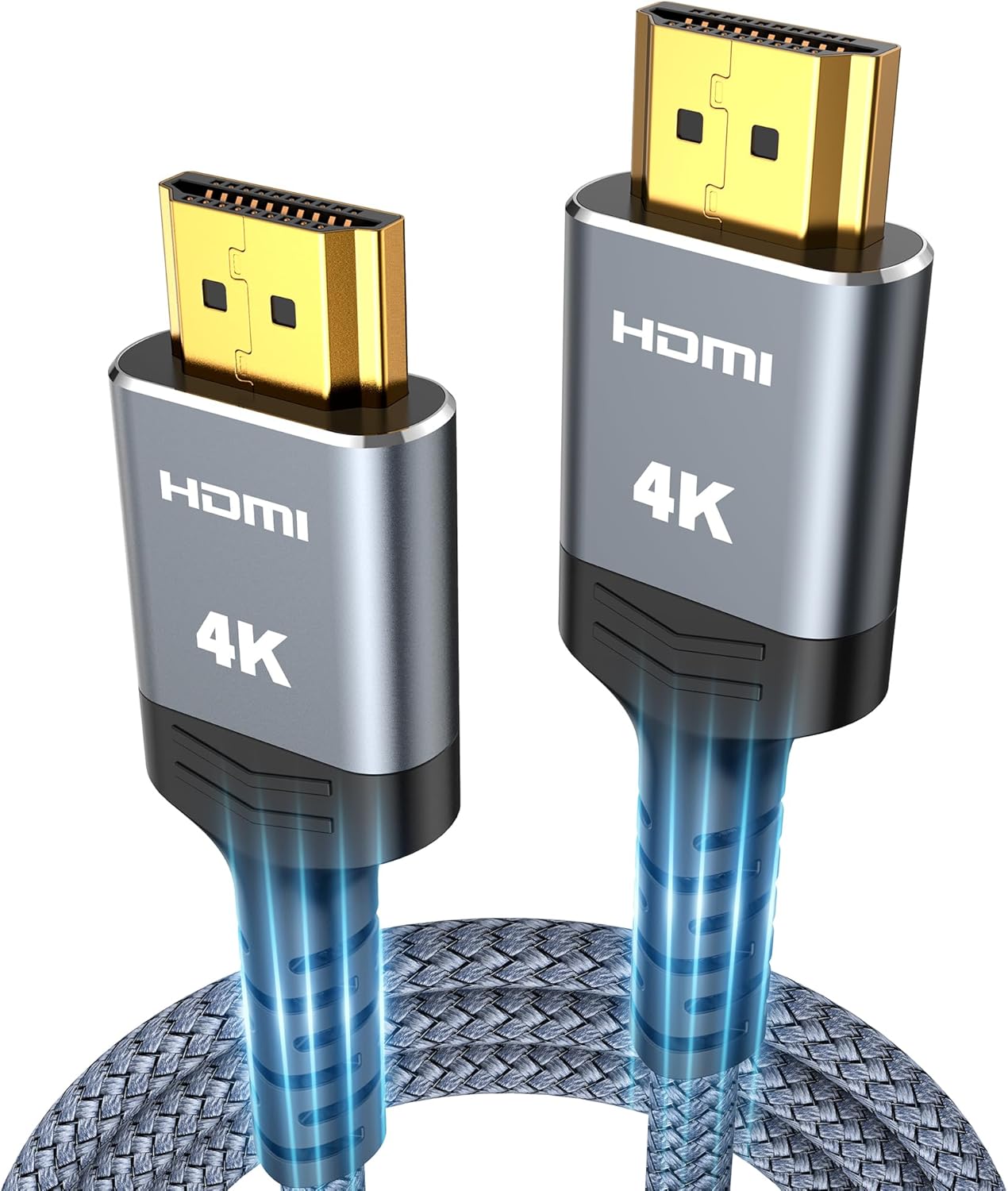 4K 3.3FT/1m 4K@60Hz 2.0 18Gbps 3D, 2.2, PS-5/4/3/4K Highwings HDMI Cable HDR Braided HDMI Cord, High Speed
