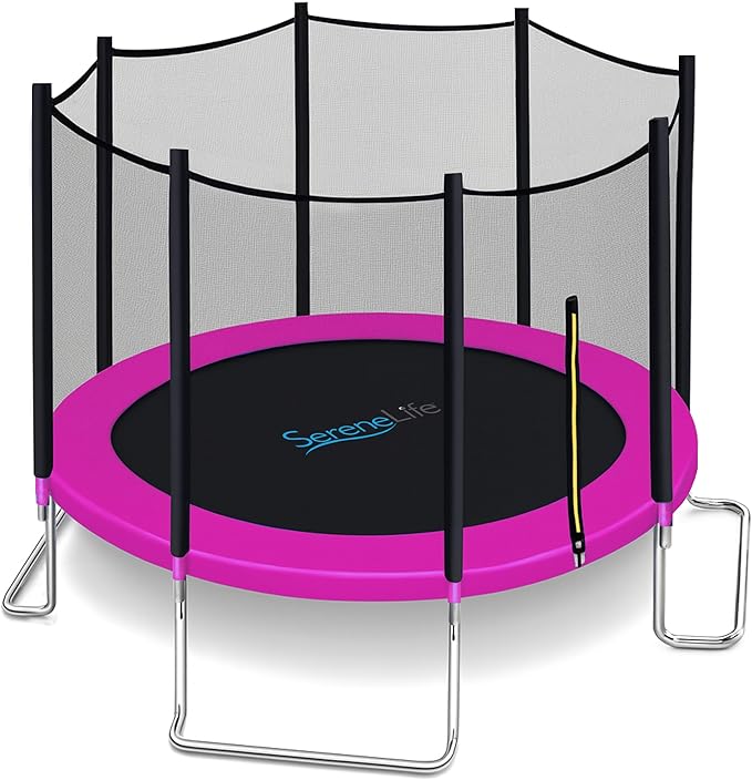 Serenelife 12FT 10FT 8FT Recreational Trampolines with Enclosure Net and Ladder and Anti-Rust Coating, ASTM Approved Trampoline Outdoor for Kids and Adults Outdoor Yard Trampolines