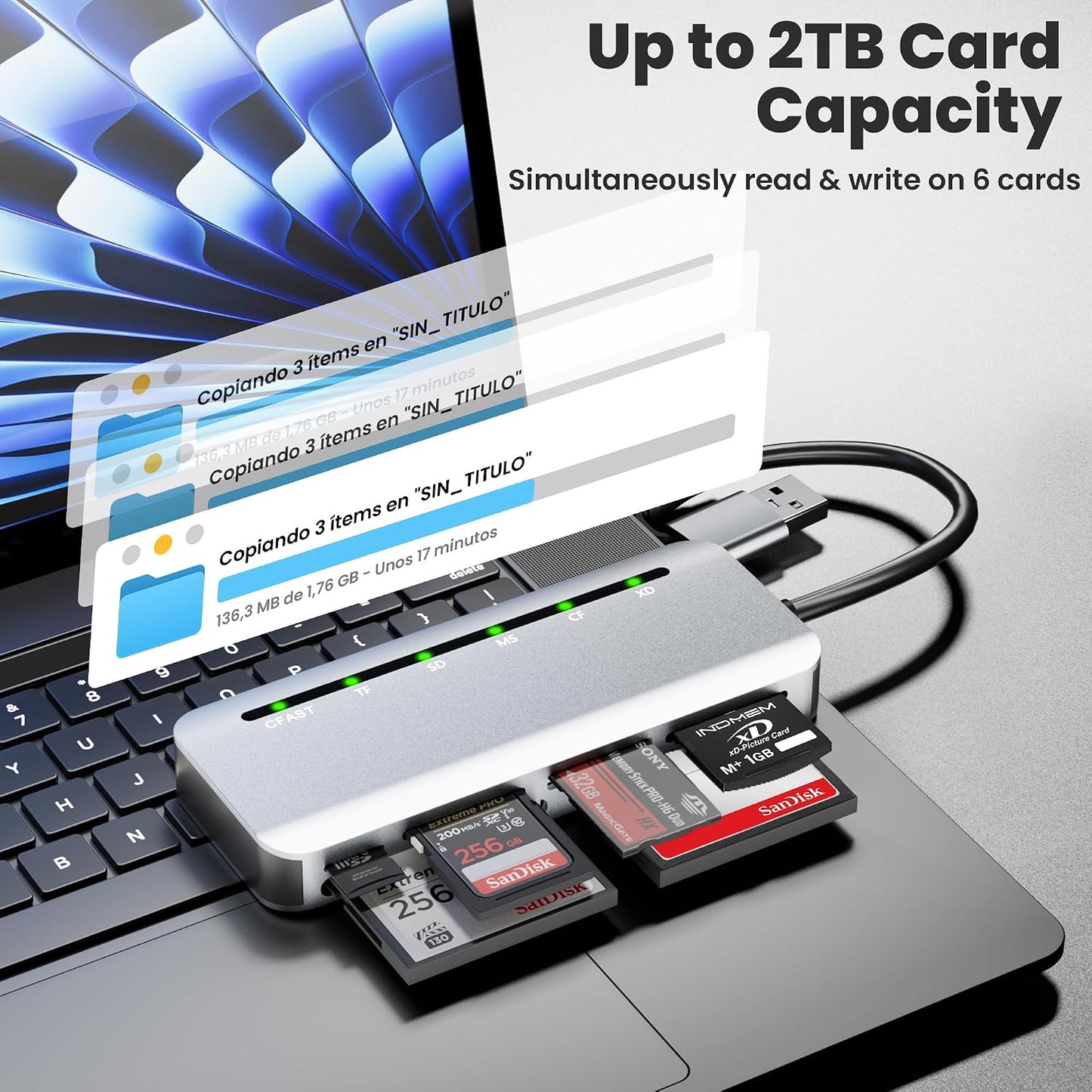 Bawanfa Plus 6-in-1 2.0 5Gbps 6 CFast Card Reader, USB C & USB A Multi Card Reader for CFast/MS/CF/SD/TF/XD - CFast