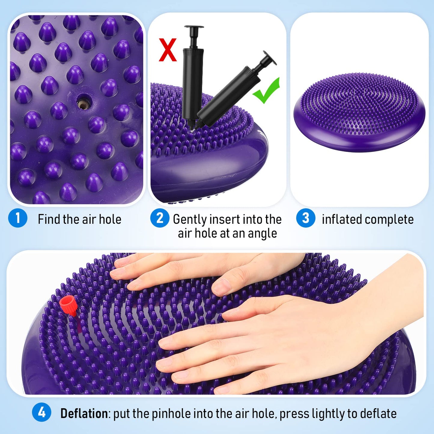 Outus 2 Pcs Balance Disc Inflated Wobble Cushion for Sensory Kids 13. 4 Inch Wiggle Seat Flexible Seating with Hand Pump for Kids Men Women Classroom Exercise Office Home Chair