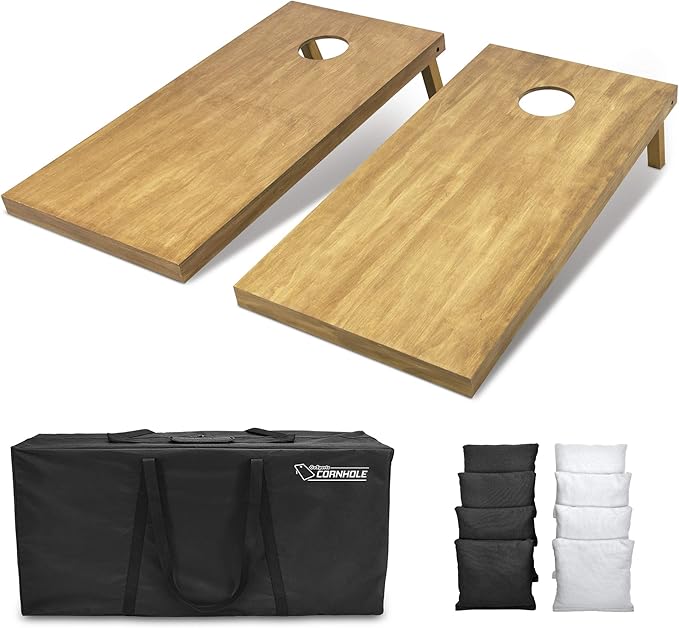 GoSports 4 ft x 2 ft Regulation Size Wooden Cornhole Boards Set - Includes Carrying Case - Full Regulation Size Bean Bag Toss Boards