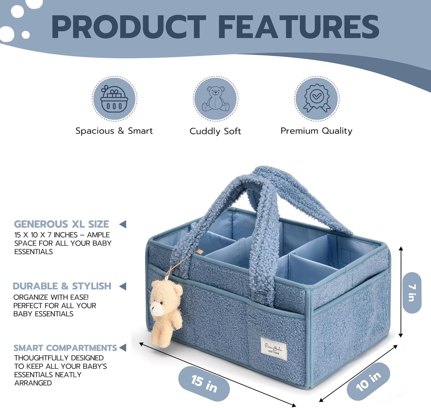 PeraBella Baby Diaper Caddy Organizer - Portable Storage Basket for Newborn Essentials | Perfect Shower Gift