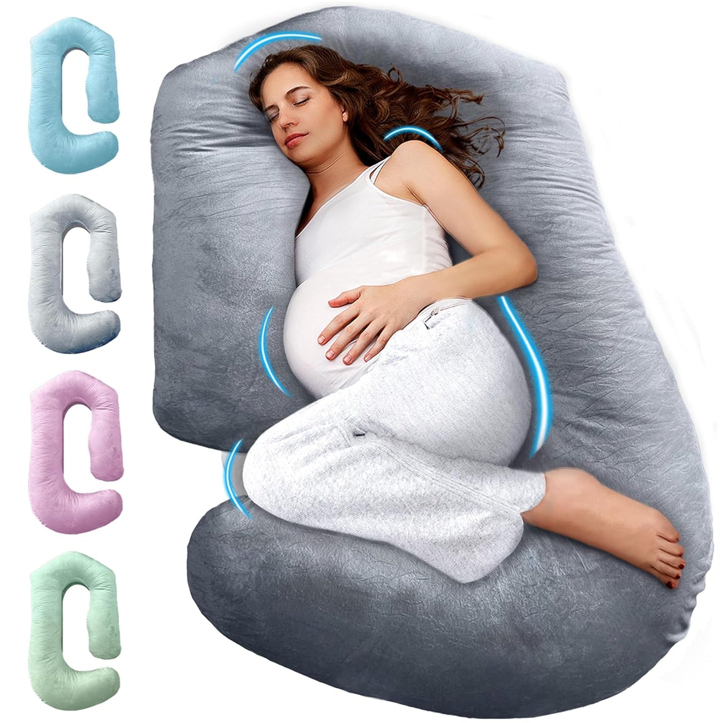 PILLANI Pregnancy Pillow - 57-Inch Maternity Support for Back, Belly, Neck & Hips | Removable Washable Cover