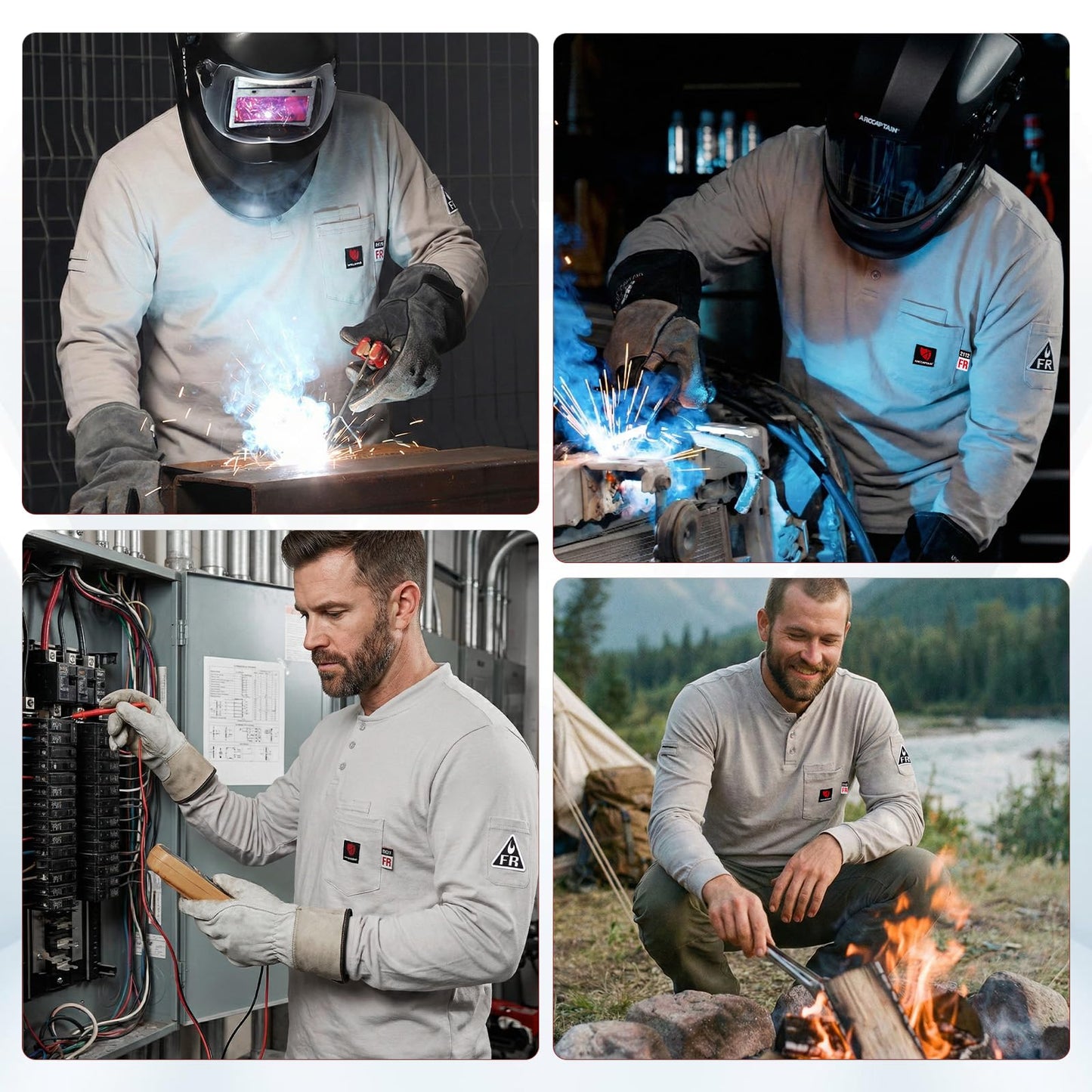 ARCCAPTAIN iControl [Non-HF] Plasma Cutter CUT55 MP & FR Shirts for Men 8oz 100% Cotton Fire Resistant Henley Shirt