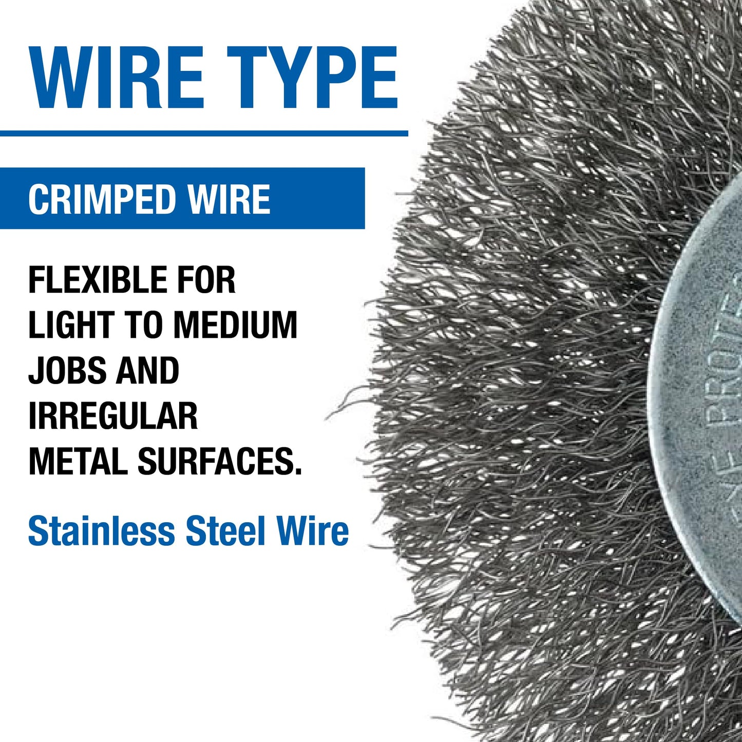 Mercer Industries 182050B - 3" x 1/4" Shank Crimped Wire Wheels, .008 Stainless Steel Wire (20 pack)