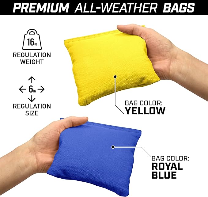 GoSports 4 ft x 2 ft Regulation Size Wooden Cornhole Boards Set - Includes Carrying Case and Bean Bags (Choose Your Colors) Over 100 Color Combinations
