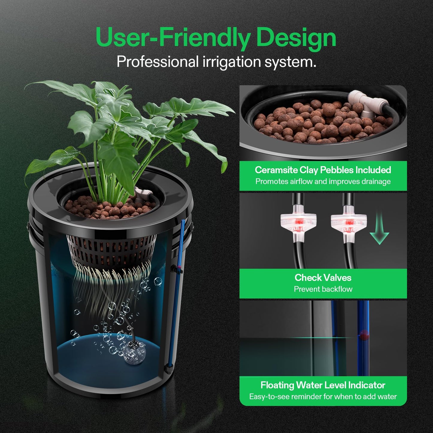 VIVOSUN DWC Hydroponics Grow System with Top Drip Kit, 5-Gallon Deep Water Culture, Recirculating Drip Garden System with Multi-Purpose Air Hose, Air Pump, and Air Stone (4 Buckets + Top Drip Kit)