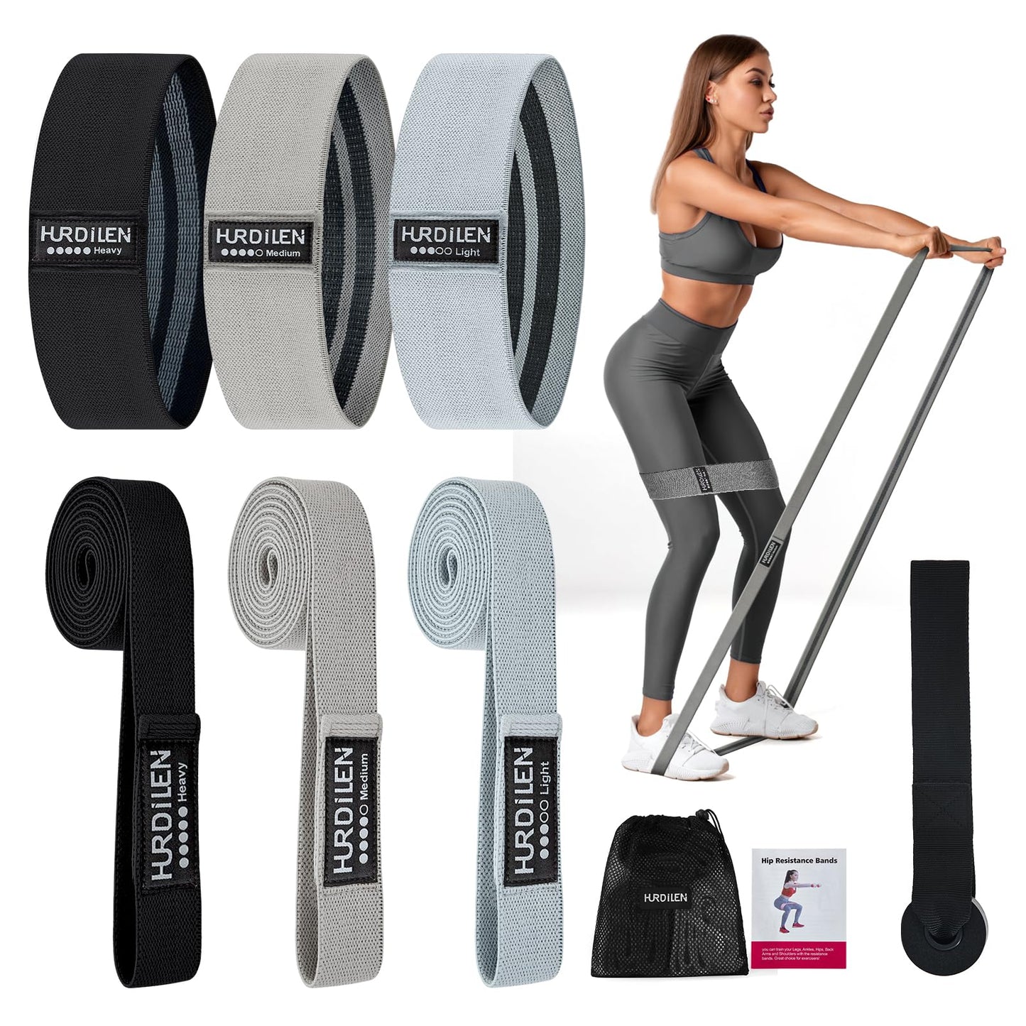 Resistance Bands for Working Out Set, 3 Pcs Pull Up Bands and 3 Pcs Assistance Bands with Door Anchor for Legs, Glutes, Hip, Fabric Loop Bands Workout Bands Resistance for Gym, Home, Office