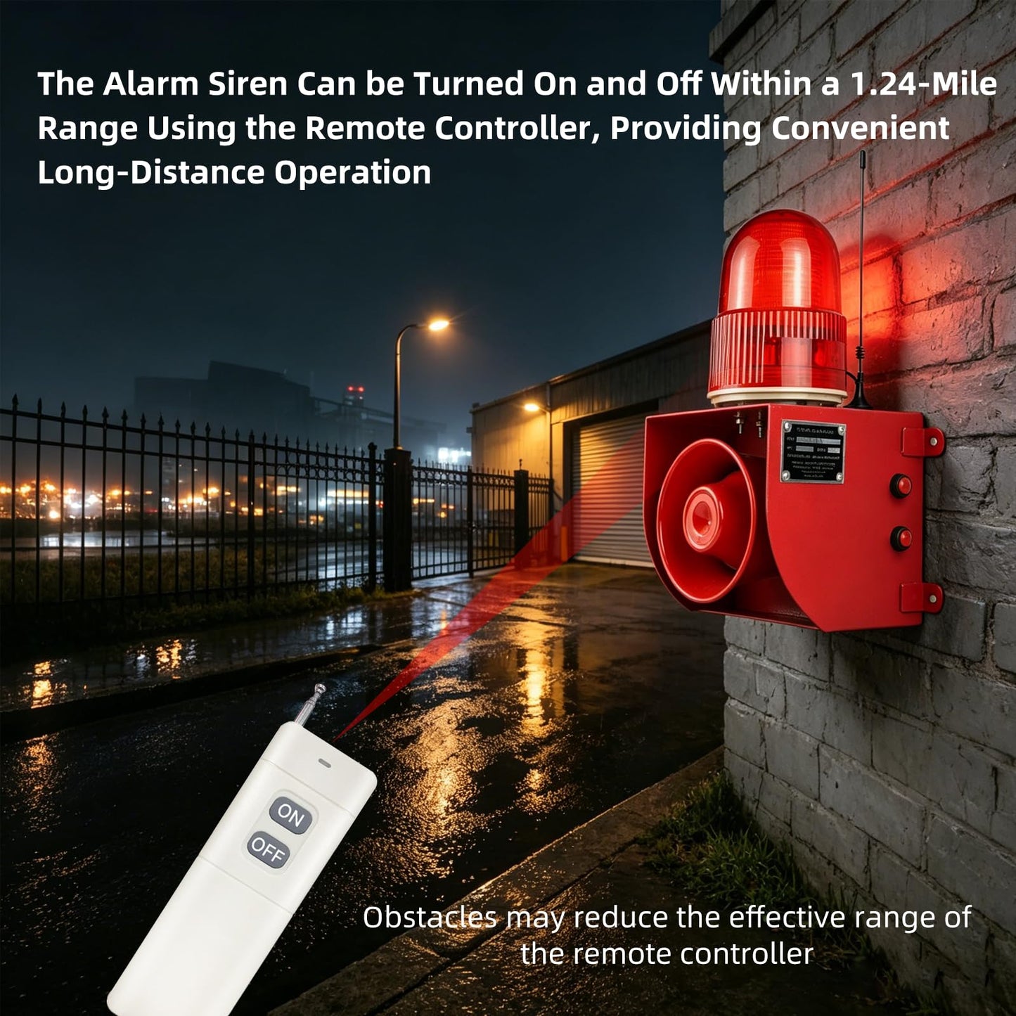 Y DIANS S Outdoor Alarm Siren Wireless Adjustable Volume and Tone IP65 Strobe Light Emergency Security Sirens with 120dB Horn 1.24mile Control for Building Industry Warehouse AC110-120V SLA-01HY-2000