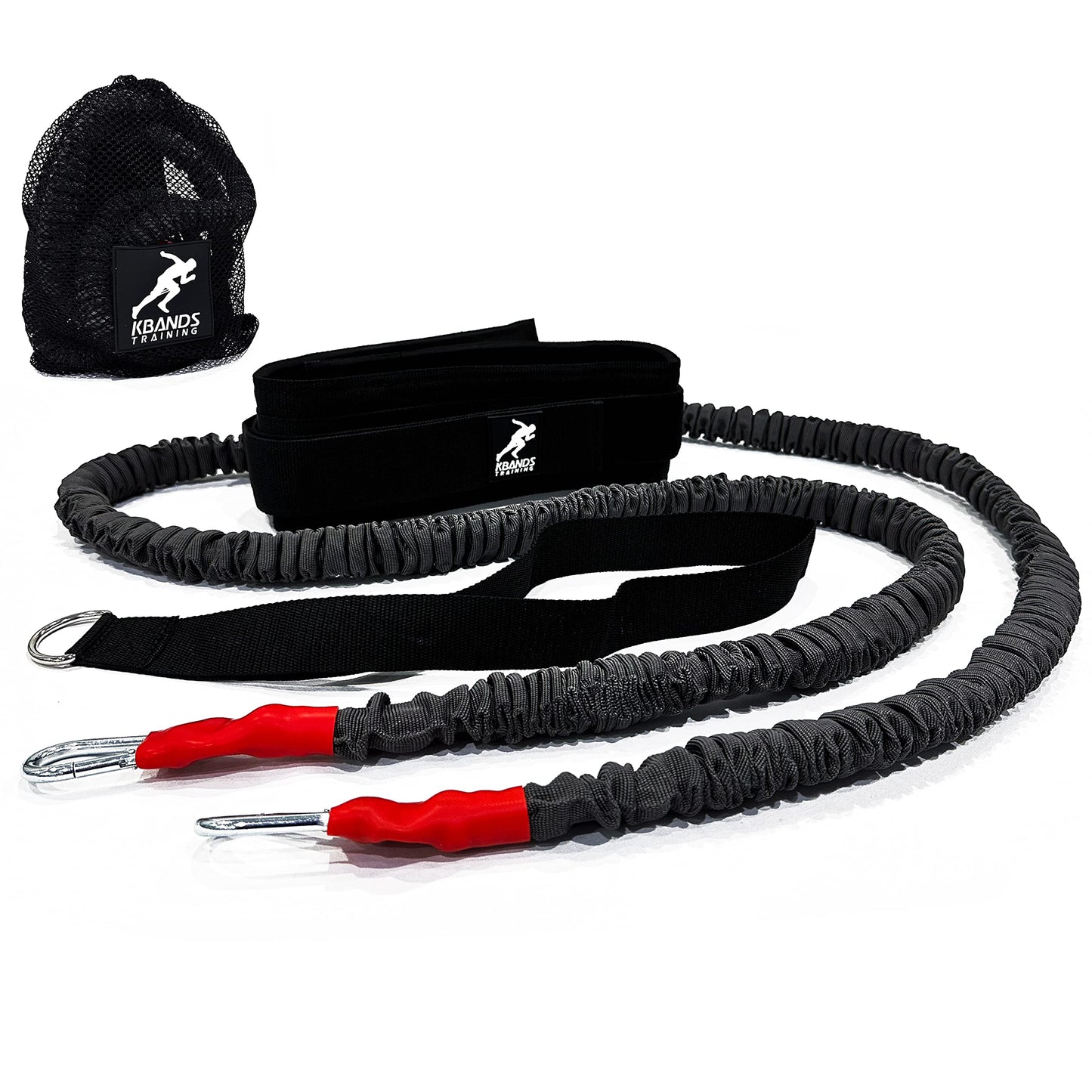 Kbands Training Speed Reactive Stretch Cord - Adjustable Belt, Anchor Strap, Dual Resistance Cord, Overspeed Accelerator, Vertical FX (Waist is 40 Inches or More)