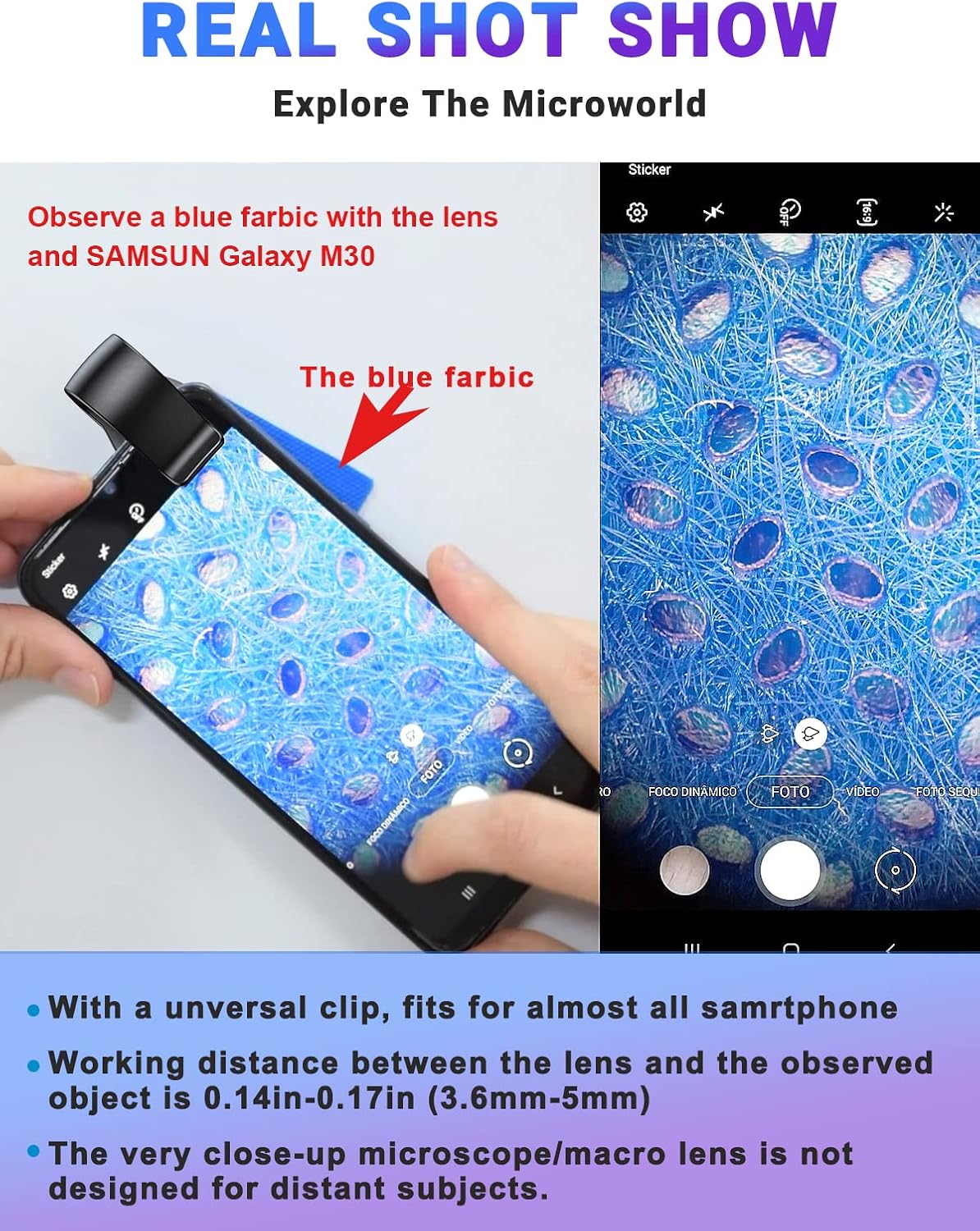 APEXEL 100x Nano Zoom Phone Micro Lens with LED Light for Smartphone - Pocket Microscope & Camera Lens Attachment
