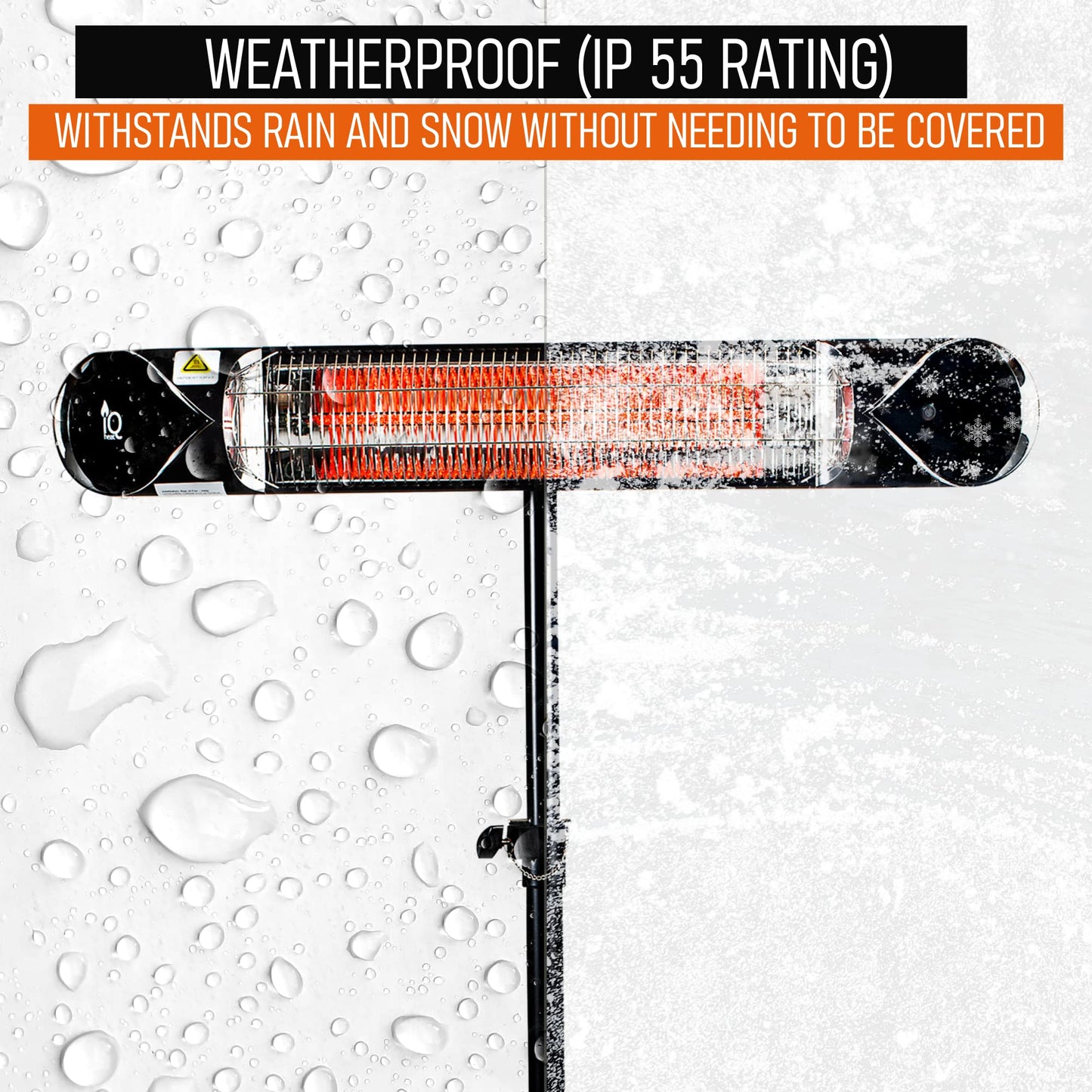 iQ Heat Wave 1500W Carbon Infrared Heater - Indoor/Outdoor Weatherproof Electric Heater with Tripod Stand and Remote - Experience Next-Level, Efficient Heating
