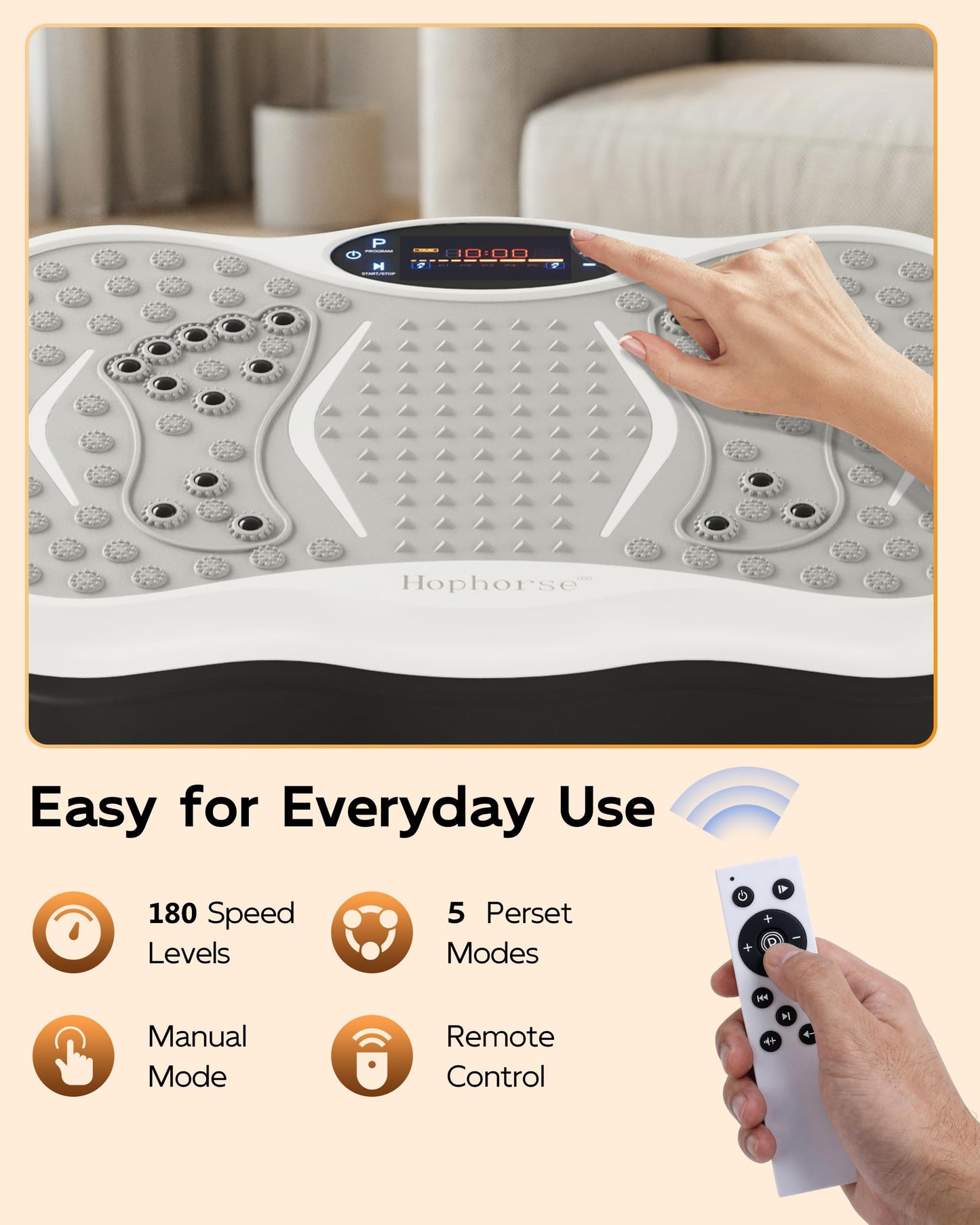 Vibration Plate Exercise Machine for Lymphatic Drainage, 180 Speeds Vibrating Fitness Platform for Full Body Workout and Weight Loss, 300 Lbs Capacity with Resistance Bands and Bluetooth for Women Men