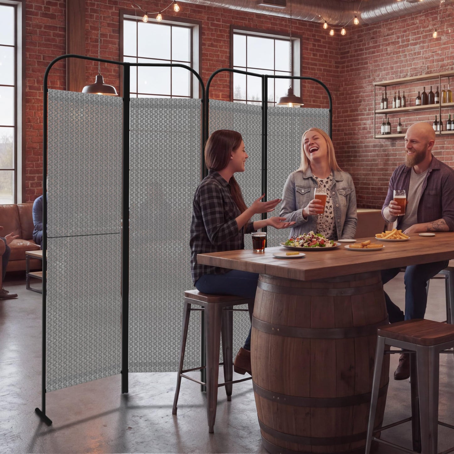 DECOLAB 4 Panel Room Dividers, Portable Privacy Separation Wall Panel for Home, Office, Studio, Bedroom, Light & Air Flow, 68" x 71", Jazz