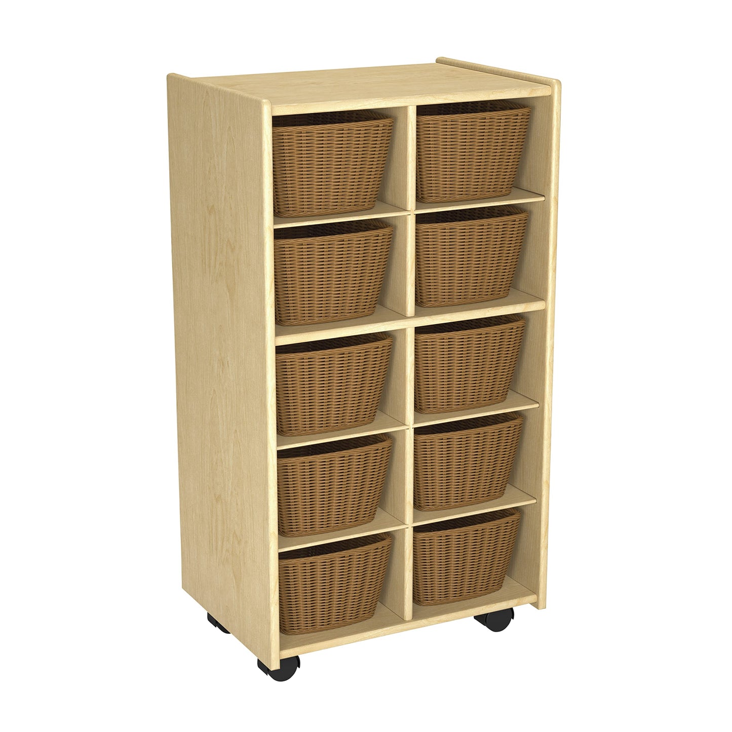 Childcraft Mobile Cubby Storage Unit, 10 Bin Capacity, Wooden, 19-1/2 x 14-1/4 x 36 Inches