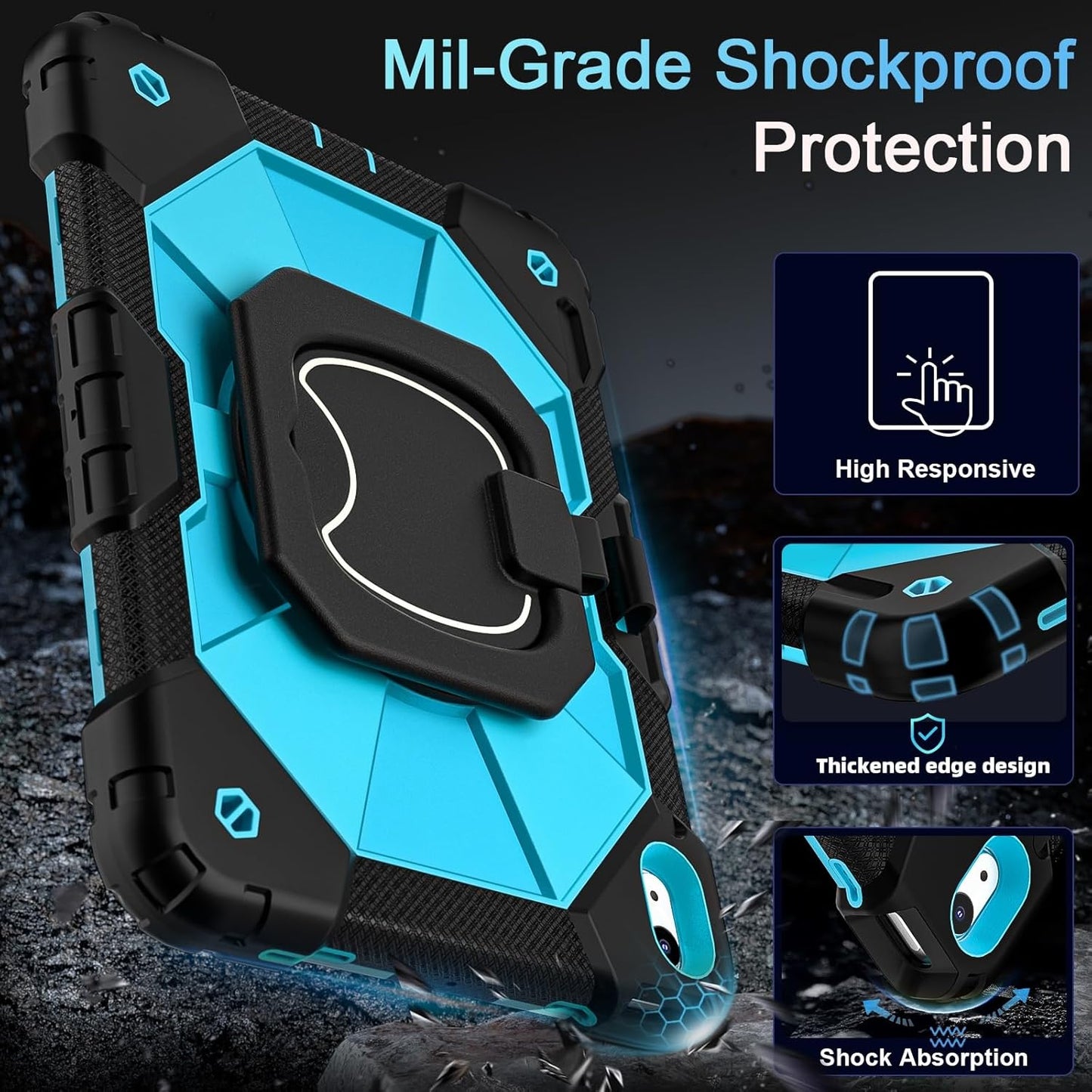 Auizotl (A16)11th /10th 11/10.9 Inch 2025/2022 10th Case for iPad Generation with Screen Protector Rotating Stand