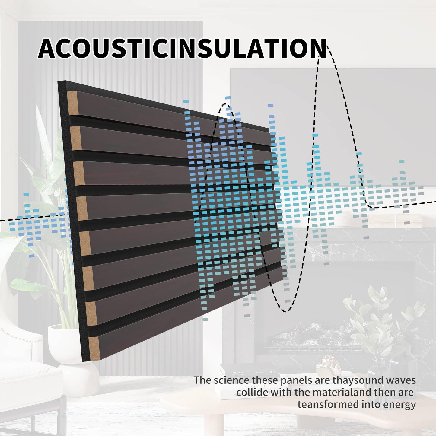 POHARE Wood Slat Wall Panels, 2 Pack Accent Decorative Acoustic Wood Slats for Wall and Ceilings, Acoustic Panels for Interior Wall Décor on Felt Back Board, Black-Brown Oak, 8 x 1 ft