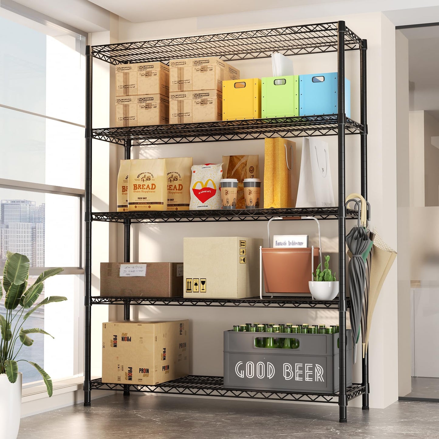 SINGAYE Shelf Closet Wire Shelving：Adjustable Metal Unit for Laundry Room Organization Bathroom Kitchen Home Garage Storage Pantry Rack Shelves