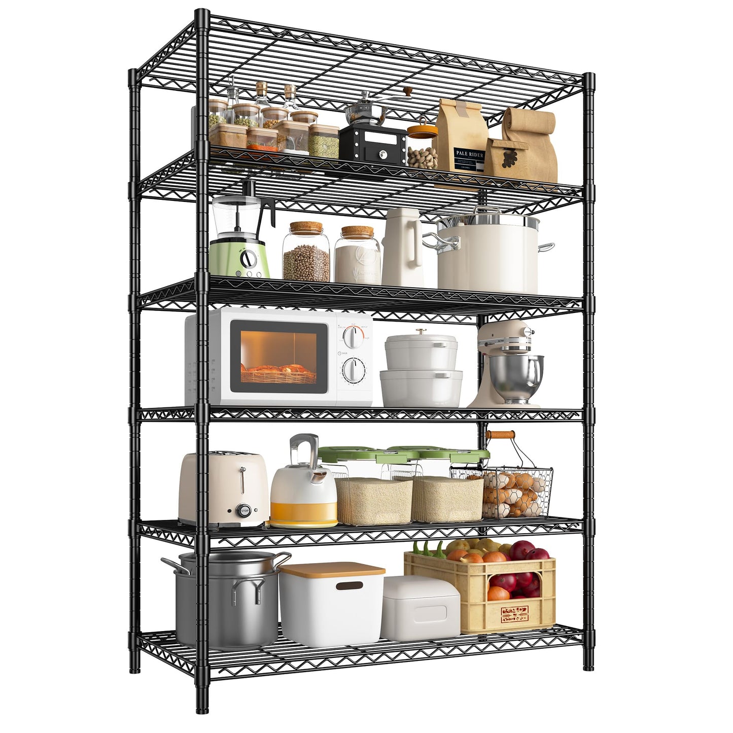 DurayLoly Storage Shelves Metal Shelving Unit 6Tier Wire Shelving Rack 1200LBS Heavy Duty, Adjustable Pantry Shelves, Metal Shelf for Kitchen,Garage Shelving,Closet Shelves,75" Hx 36" Wx 18" D