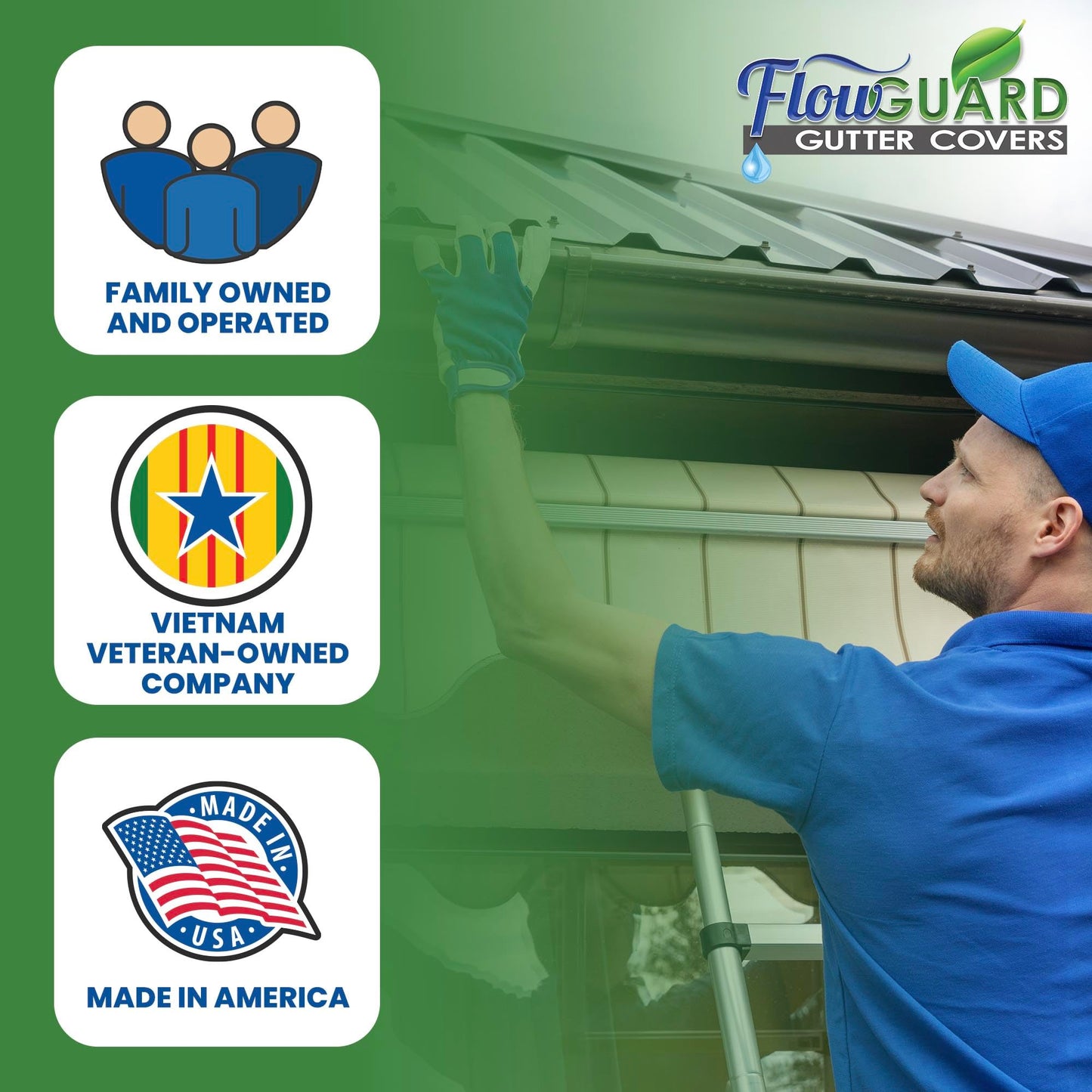 FlowGuard Gutter Guard, USA Made Professional DIY 5 Inch 50-Year Gutter Cover Leaf Protection System - Thermal Thaw Black - Aluminum - 204 Feet - by FlexxPoint