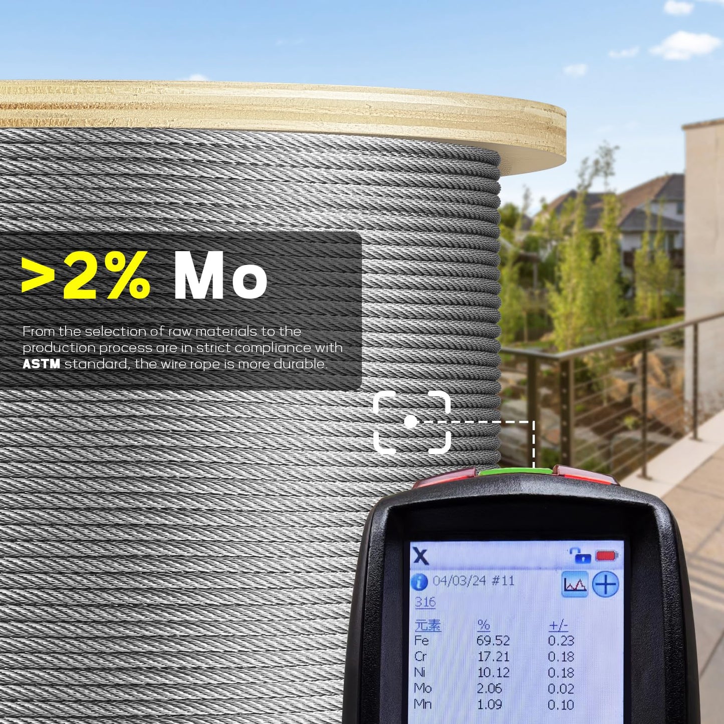 KALLSDY 1200FT 1/8" T316 Stainless Steel Cable, Wire Rope Aircraft Cable for Deck Cable Fence Railing Kit, and DIY Balustrades, 7x7 Strands Construction, Comes with a Cutter