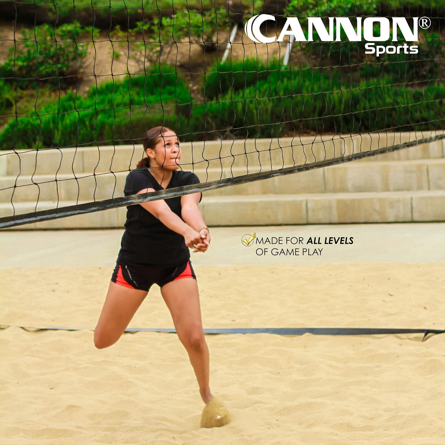 Cannon Sports Regulation Volleyball Net - Durable Indoor Outdoor Net (32 FT Length x 3 FT High) for Competition, Backyard, Gym, Training, & Beach Play - Pro Quality 2mm Coated Steel Cable - Easy Setup