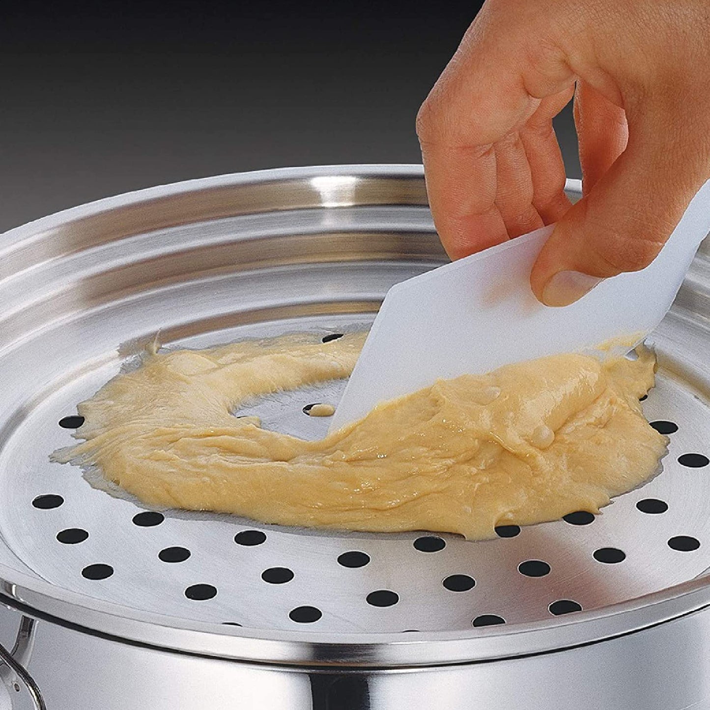 Küchenprofi Spaetzle Lid and Scraper, Stainless-Steel Dumpling Maker and Spaetzle Noodle Maker