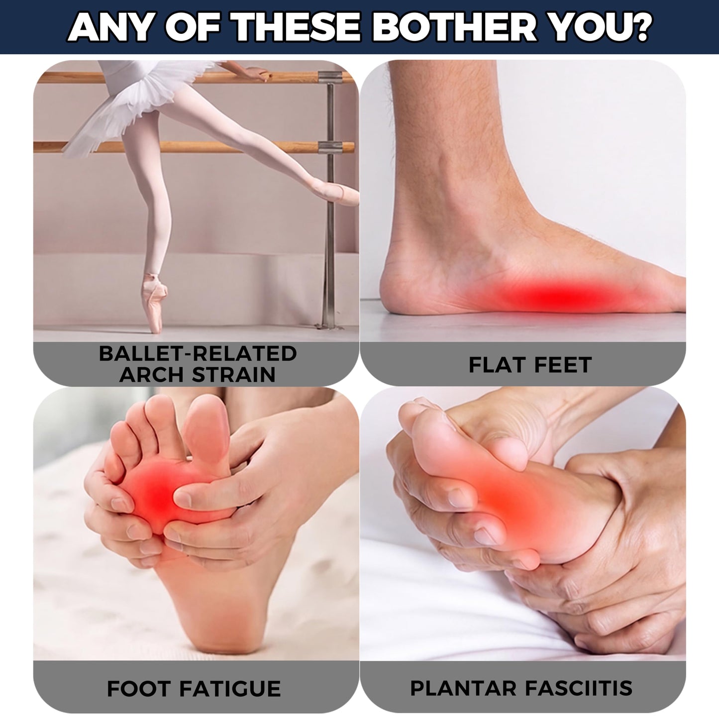 Foot Arch Trainer - Plantar Fasciitis Relief, Adjustable Resistance Flat Feet Corrector & Ballet Foot Stretcher, 2‑in‑1 Massage Roller, Non‑Slip Physical Therapy Equipment for Heel Pain