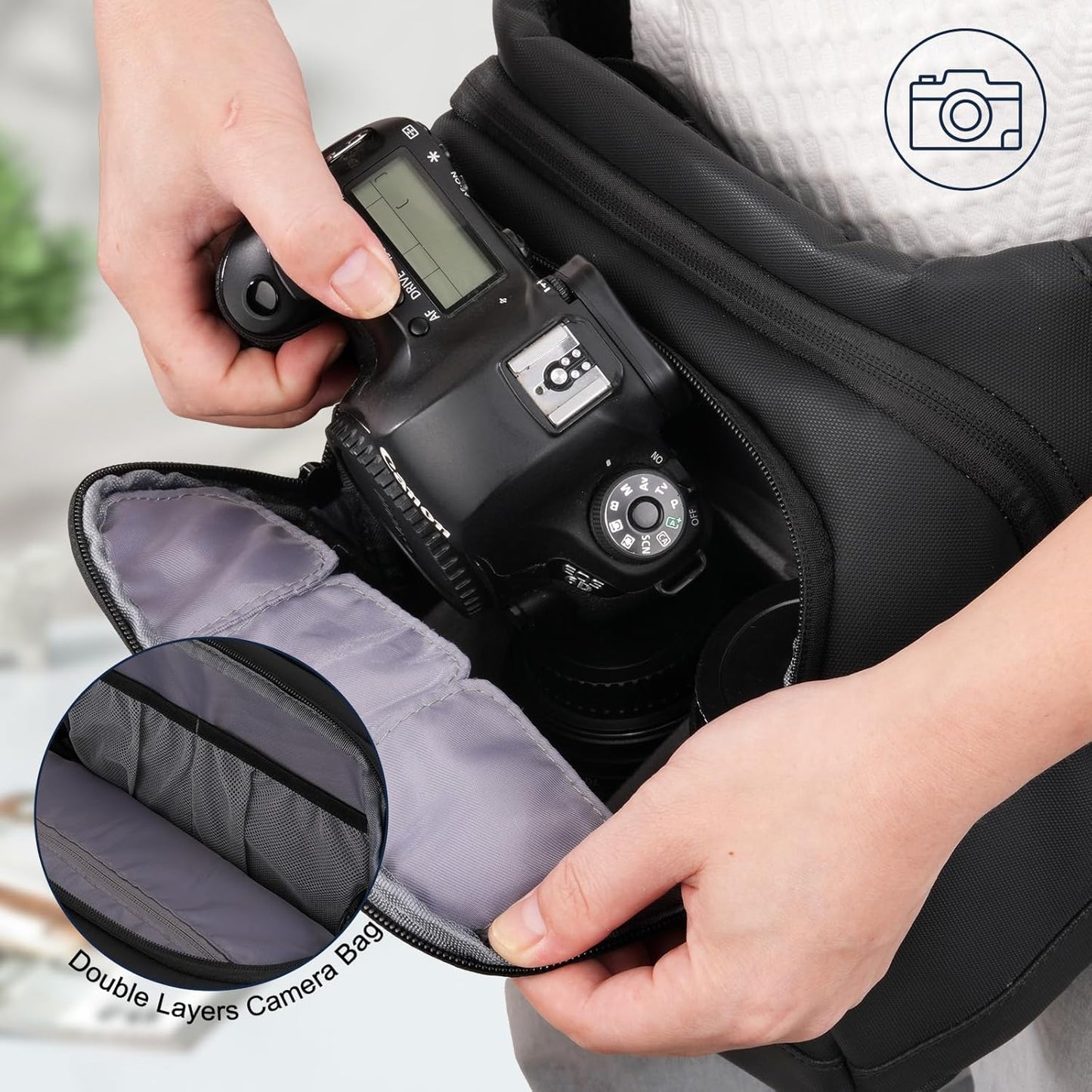 MOSISO Camera Bag, Camera Sling Bag for Photographers, Double Layers Camera Shoulder Bags for DSLR/SLR/Mirrorless