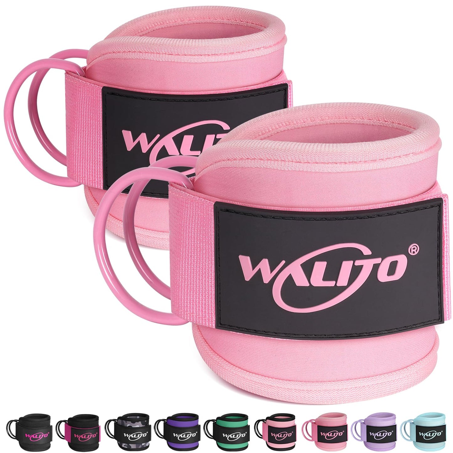 WALITO Gym Ankle Straps for Cable Machines Women & Men - Glute Kickback Ankle Cuff, Adjustable Cable Machine Accessories for Leg Extensions, Hip Abductors & Lower Body Workouts (Pair-Macaron Pink)