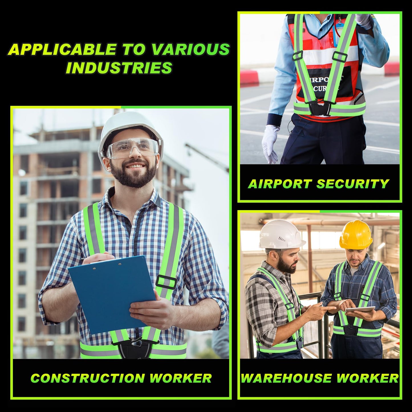Hercicy 80 Pcs Green Reflective Vest High Visibility Safety Vest Bulk Pack Adjustable Straps for Construction Company Warehouse Traffic Control Job Site Supply (Green)