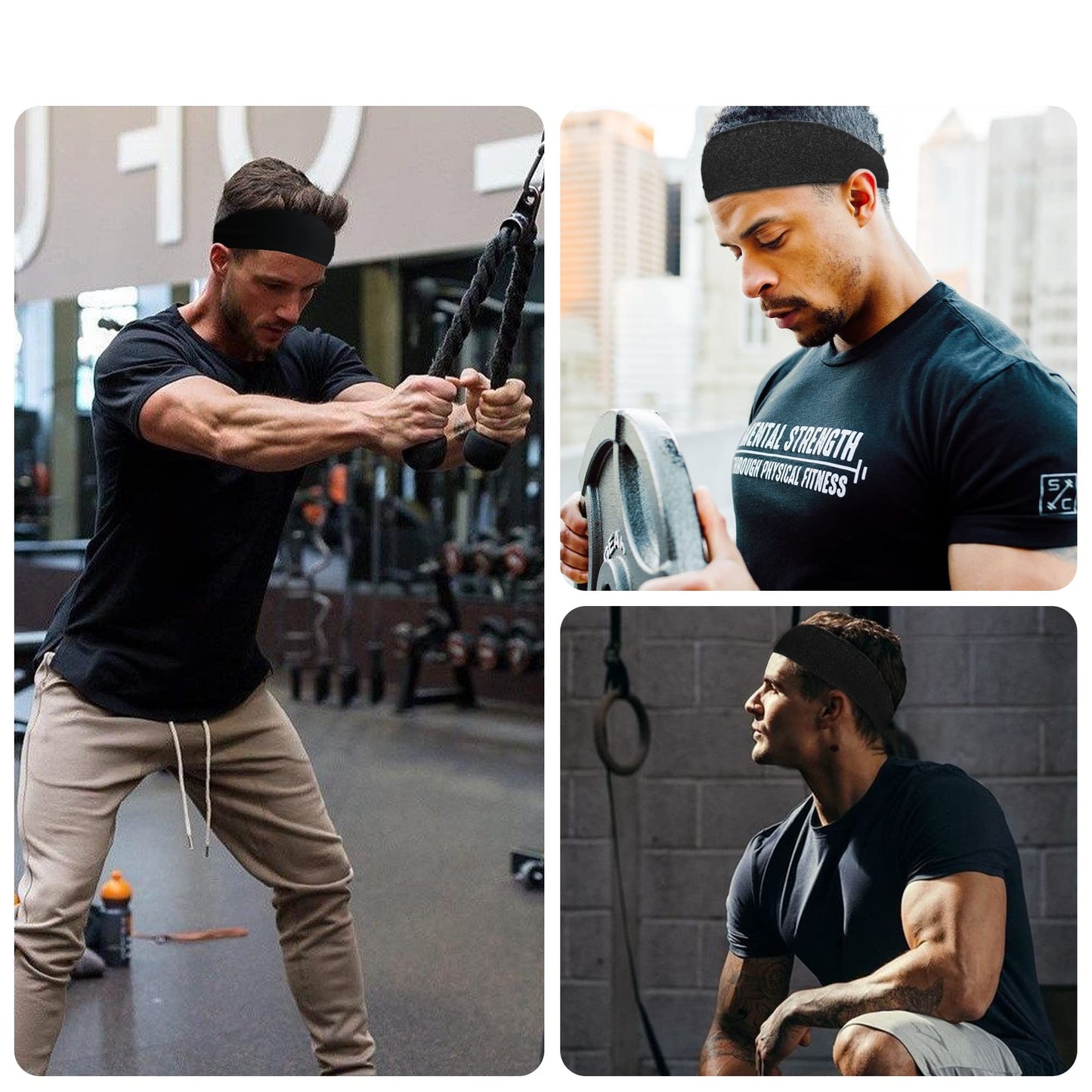 5 Pack Sports Headband for Men, Thin Breathable Design, Reused & Washed Mens Headband Sweat Bands for Running Yoga Football Fitness Workout