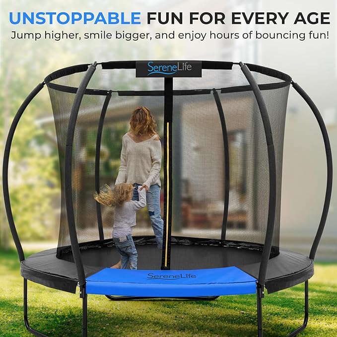 Serenelife 12FT 10FT 8FT Recreational Trampolines with Enclosure Net and Ladder and Anti-Rust Coating, ASTM Approved Trampoline Outdoor for Kids and Adults Outdoor Yard Trampolines
