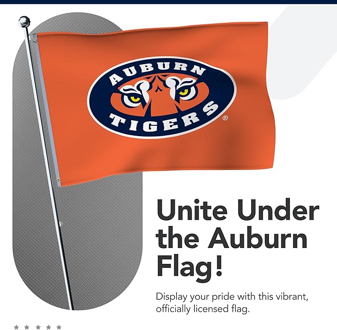Auburn Tigers College Sports Printed Flag - NCAA Licensed - Nylon - School Banner (Orange) (2' x 3')