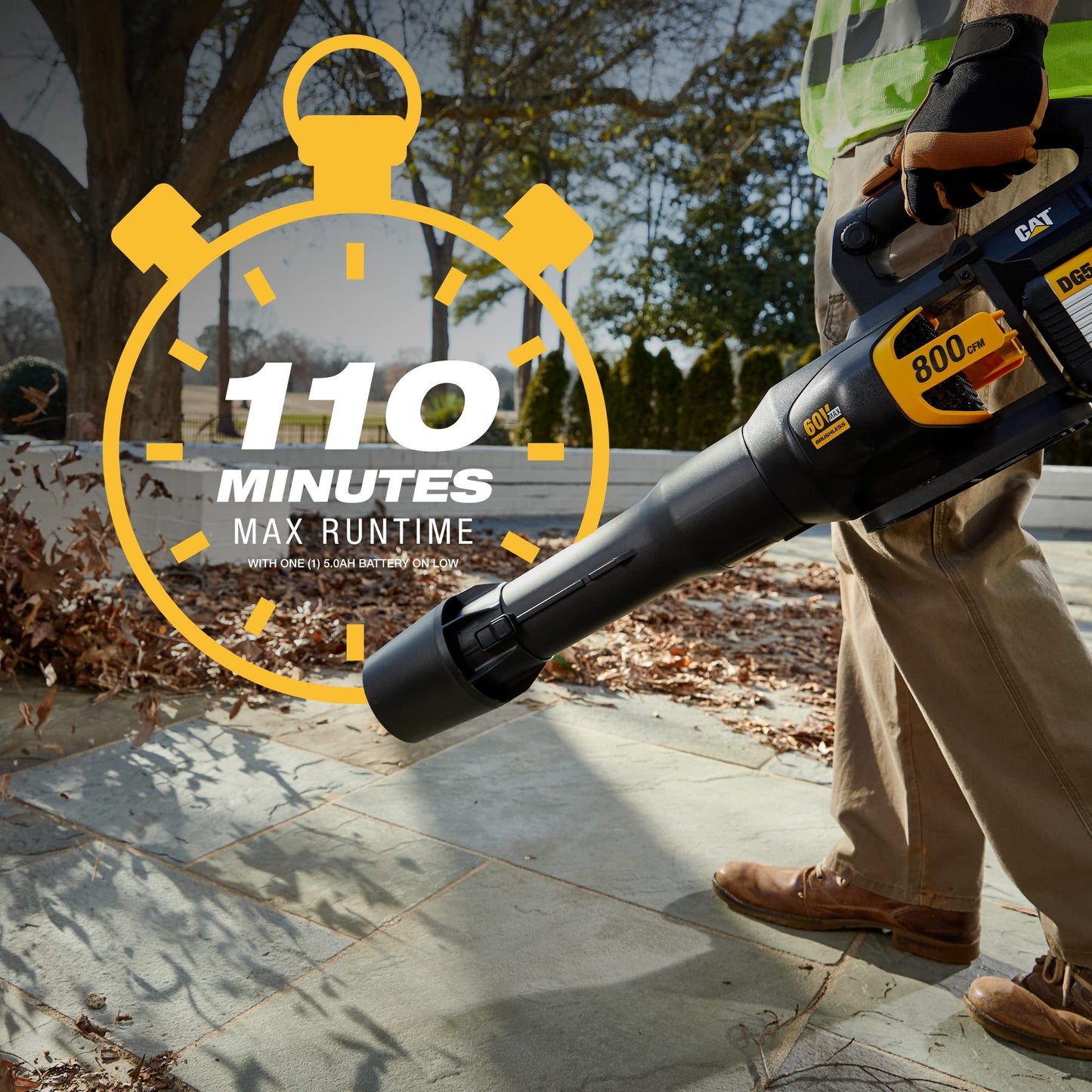 Cat DG651 60V 800 CFM 170 MPH High-Powered Leaf Blower Cordless, Adjustable Speed Blowers for Lawn Care, Lightweight Cordless Leaf Blower with Variable Air Control – Battery & Charger Included