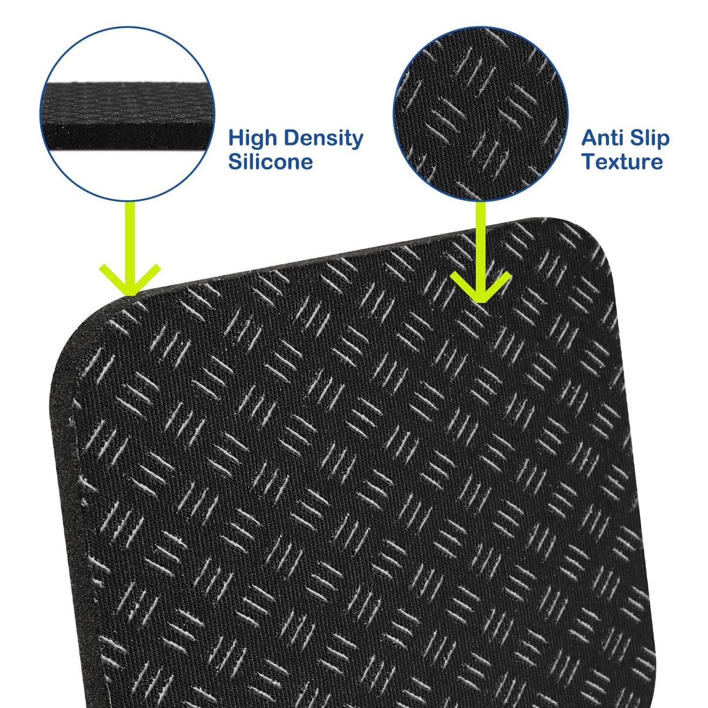 4 Pcs Walking Pad Mat, Treadmill Mat Pads, 4" x 4" x 0.2" Double-Sided Non-Slip Exercise Equipment Mat, High Density Silicone Anti Vibration Pad for Protect Floors, Noise Reduction